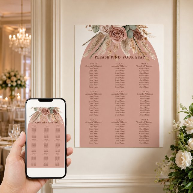 Tableau de placement de mariage en herbe de pampa  (Créateur téléchargé)