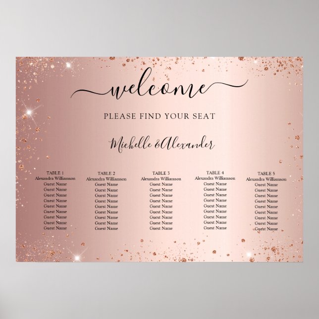Tableau de placement de mariage en rose gold paill (Devant)