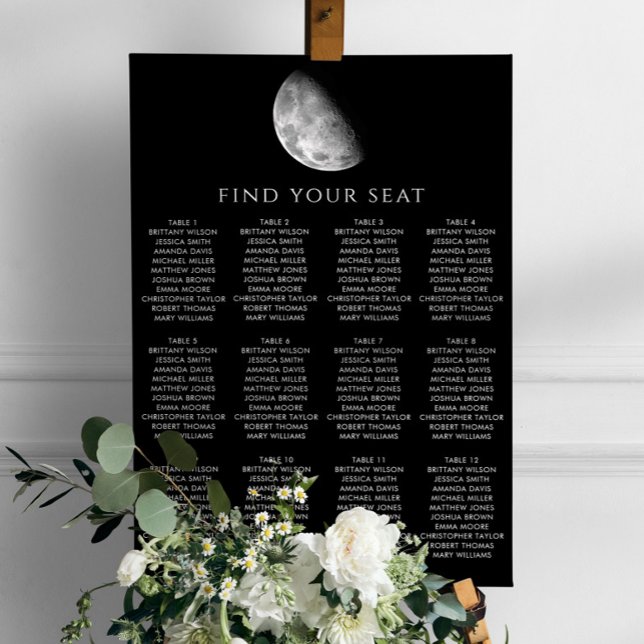 Tableau de placement de mariage espace noir et lun (Créateur téléchargé)