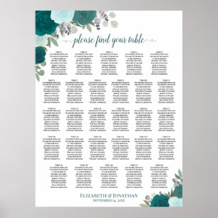 Tableau de placement de mariage floral bohème sarc