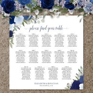 Tableau de placement de mariage floral Boho bleu 1