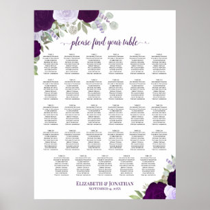Tableau de placement de mariage floral Boho Violet
