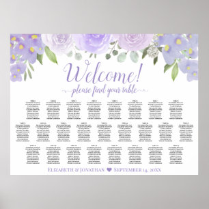 Tableau de placement de mariage floral lavande 25