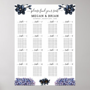 Tableau de placement de mariage floral noir lunati