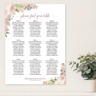 Tableau de placement de mariage floral rose rustiq