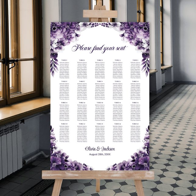 Tableau de placement de mariage floral violet pour (Créateur téléchargé)
