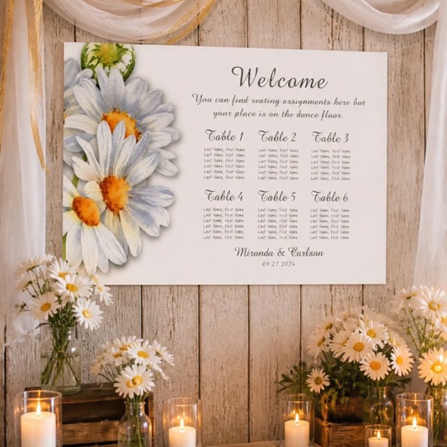 Tableau de placement de mariage Happy Daisy 91x61c (Créateur téléchargé)