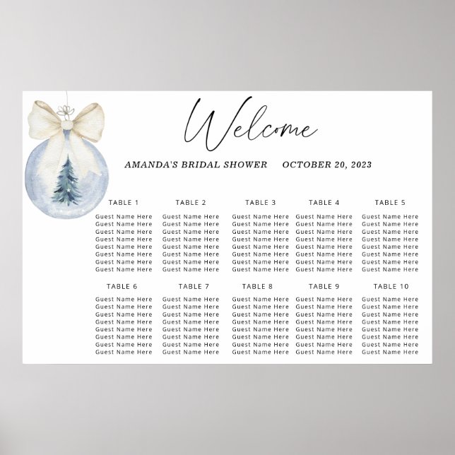 Tableau de placement de mariage hivernal à l'aquar (Devant)