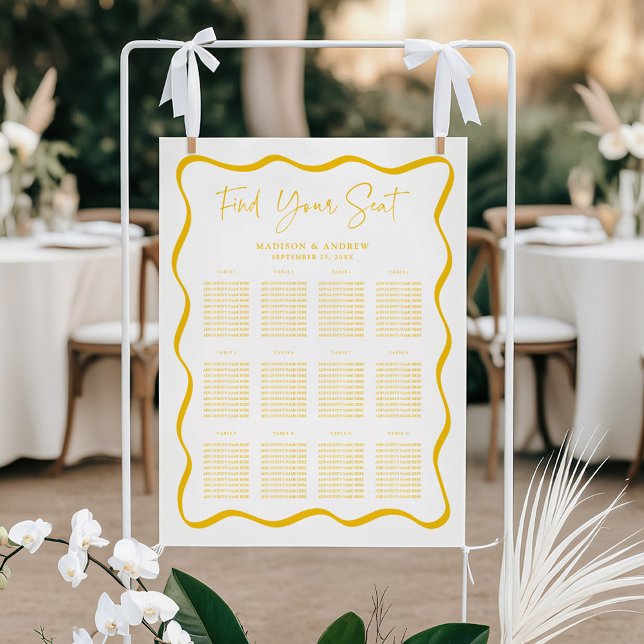 Tableau de placement de mariage moderne jaune à ca (Créateur téléchargé)