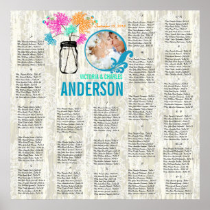 Tableau de placement de mariage moderne vintage fl