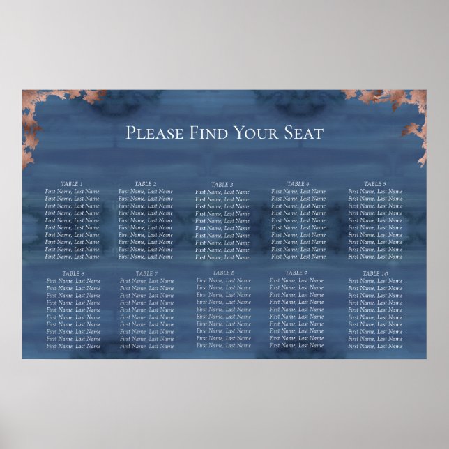 Tableau de placement de mariage Moody Blue (Devant)