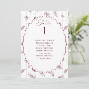 Tableau de placement de mariage ovale bordeaux vin