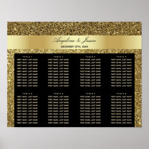 Tableau de placement de mariage pailleté noir et o