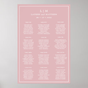 Tableau de placement de mariage simple rose clair 