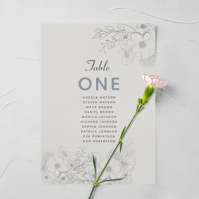 Tableau de placement de mariage vintage bleu pouss (Créateur téléchargé)