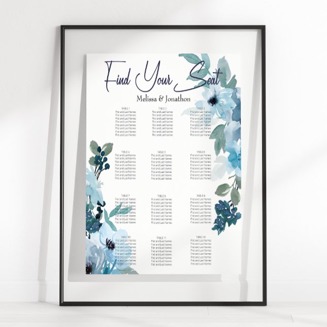 Tableau de placement de sièges aux roses aquarelle (Créateur téléchargé)