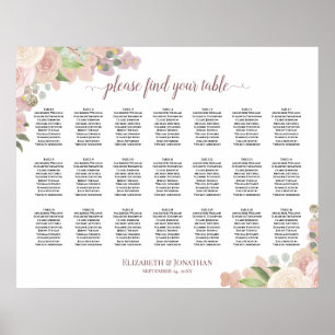 Tableau de placement des invités de mariage floral