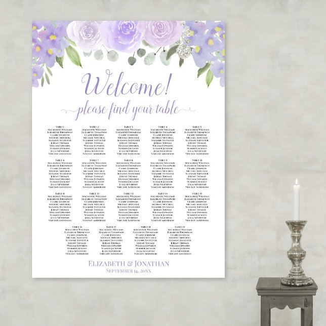 Tableau de placement des invités de mariage floral (In Situ on Wall)