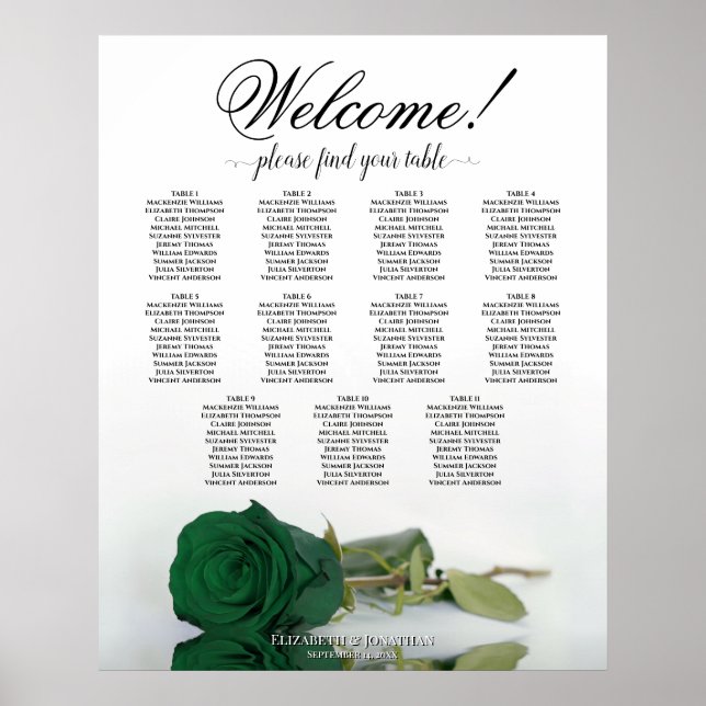 Tableau de placement des invités de mariage Rose V (Devant)