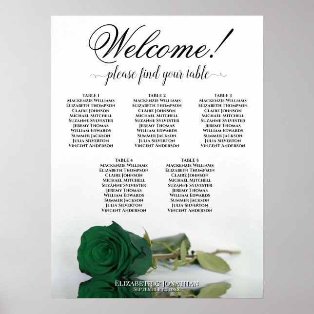 Tableau de placement des invités de mariage Rose V (Devant)