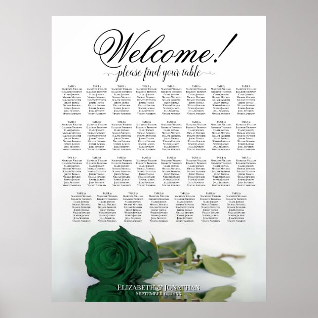 Tableau de placement Elegant 31 Table Rose Vert Em (Devant)