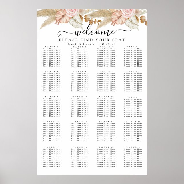 Tableau de placement floral Bohème Chic (Devant)