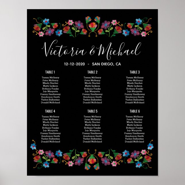 Tableau de placement floral broderie de la Fiesta  (Devant)