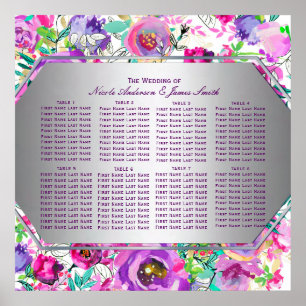 Tableau de placement floral moderne coloré rose vi