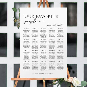Tableau de placement moderne pour 20 tables