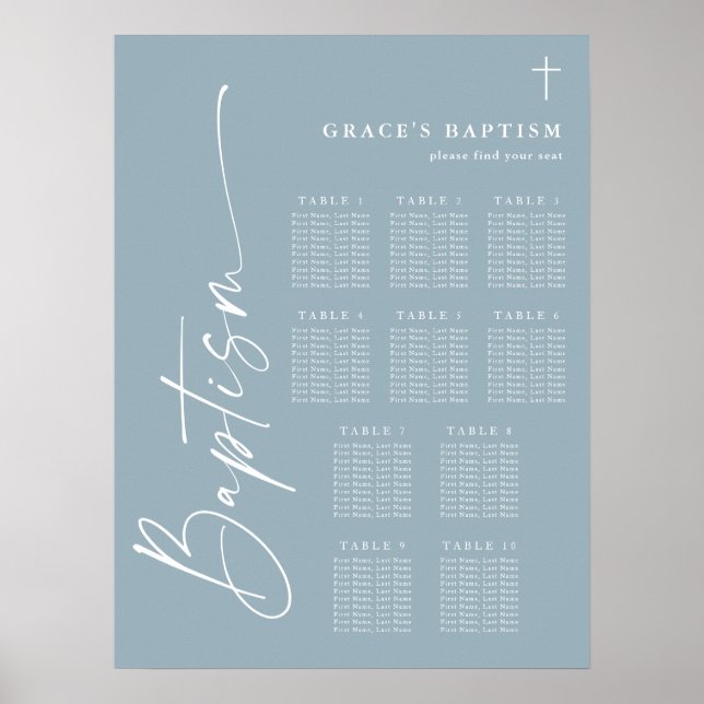 Tableau de placement moderne pour baptême de garço (Devant)