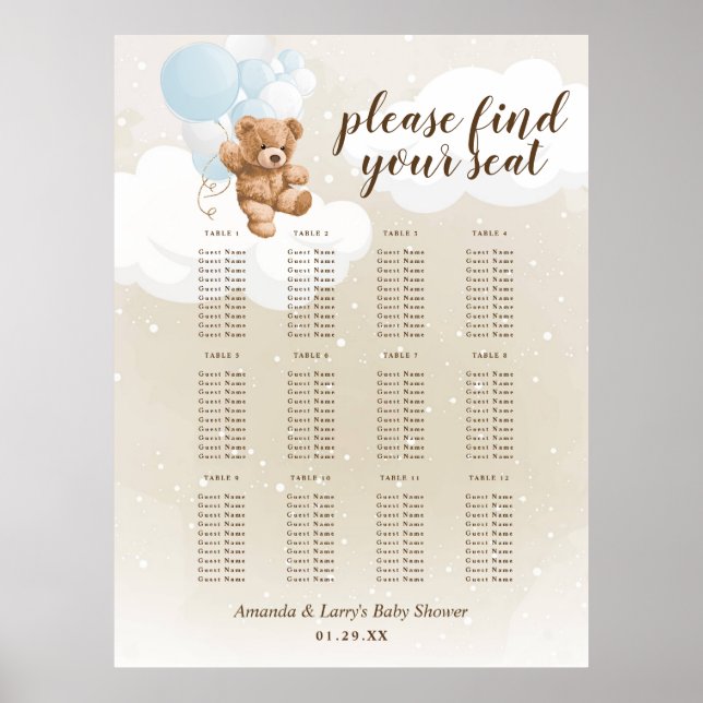 Tableau de placement Ourson en bleu poussiéreux av (Devant)
