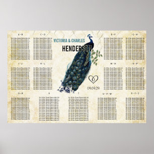 Tableau de placement Paon Moderne Vintage