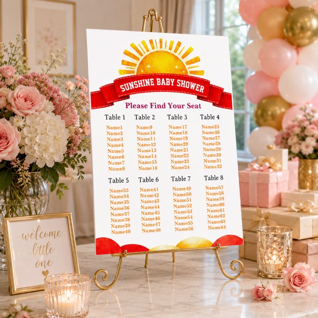 Tableau de placement pour Baby Shower Girly Red Su (Créateur téléchargé)