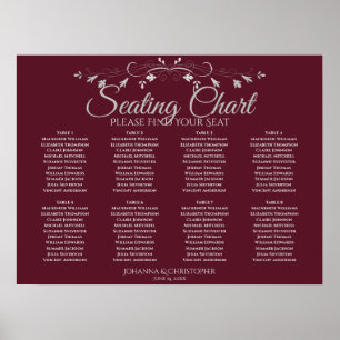 Tableau de placement simple 8 tables pour mariage