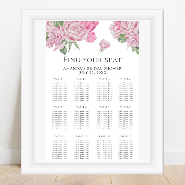 Tableau de plan de table aux fleurs aquarelles (Créateur téléchargé)