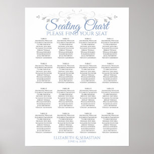 Tableau de plan de table de mariage Blue & Gray 16