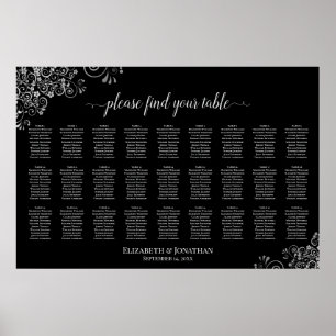 Tableau de plan de table de mariage élégant argent