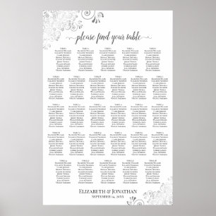 Tableau de plan de table de mariage élégant argent