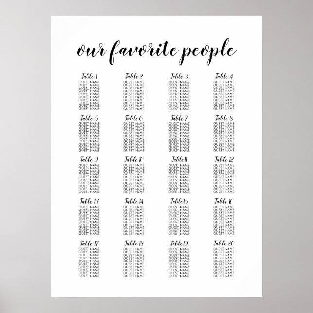 Tableau de plan de table de mariage grand format 2 (Devant)