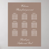 Tableau de plan de table de mariage Taupe 9 Poster