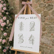 Tableau de plan de table minimaliste pour mariage