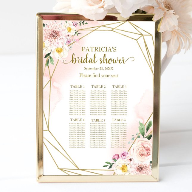 Tableau de Siège de Fête de Mariage Rose Floral Do (Créateur téléchargé)