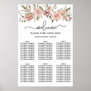 Tableau de siège Mariage à 6 tables Rose Dusty