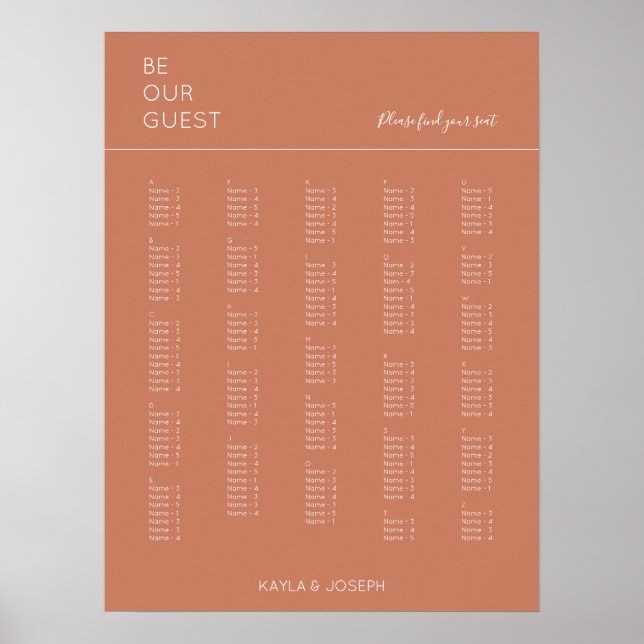 Tableau de siège Mariage alphabétique en terre cui (Devant)