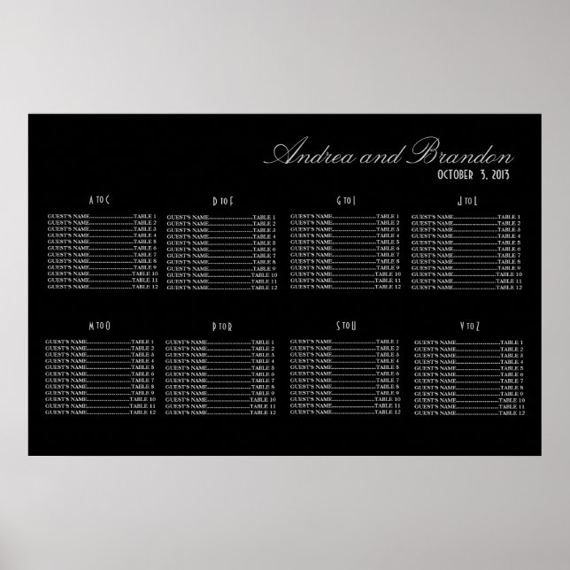 Tableau de siège Mariage Art Déco (Argent) (Devant)