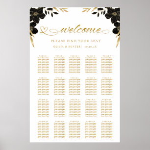 Tableau de siège Mariage blanc et or simple et élé
