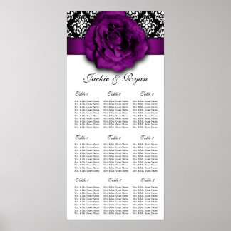 Tableau de siège mariage Rose pourpre Damas