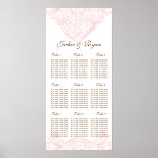 Tableau de siège mariage Rose printanier Vintage