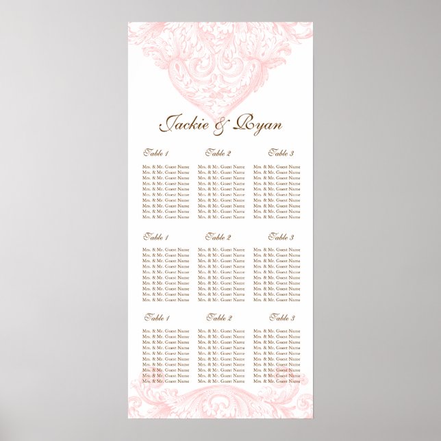 Tableau de siège mariage Rose printanier Vintage (Devant)