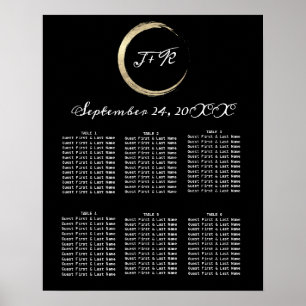 Tableau de siège Noir Blanc Golden Wreath Minimali